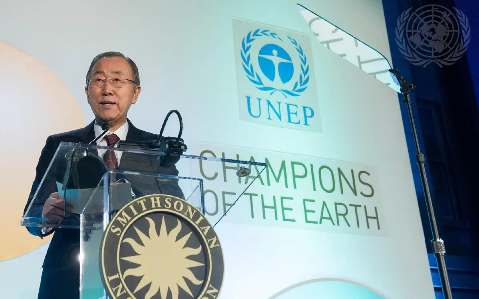 Secretary-General Ban Ki-moon speaks at the UNEP 2014 Champions of the Earth Awards Ceremony